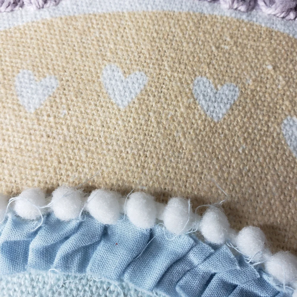 Boho Cottagecore Fairy Pastel Pillow Mixed Media Embroidered Rainbow Hearts Farm